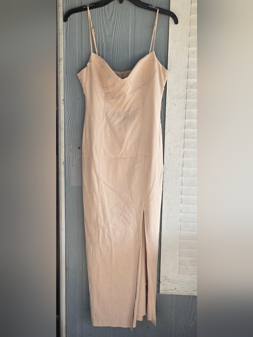 Zara Beige Spaghetti-Strap Maxi Dress with Side Slit - Picture 2 of 10